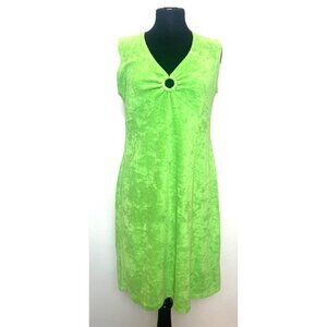 Cotton Couture Beach wear Green V-Neck Sleeveless Dress  Swim Cover up L